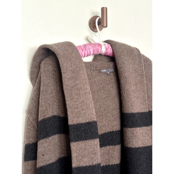 Vince Open Front Hooded Knit Sweater Sz M Wool Alpaca Cashmere with Pockets - Picture 4 of 6